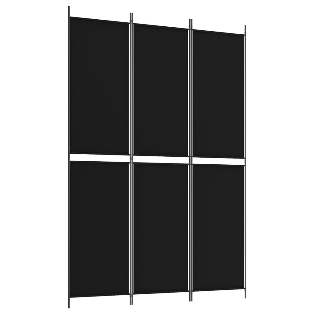 3-Panel Room Divider Black 59.1"x86.6" Fabric