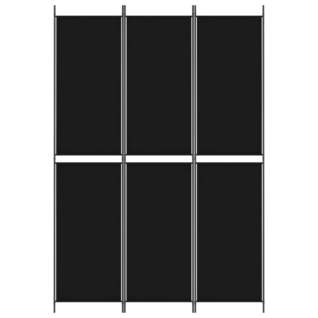 3-Panel Room Divider Black 59.1"x86.6" Fabric