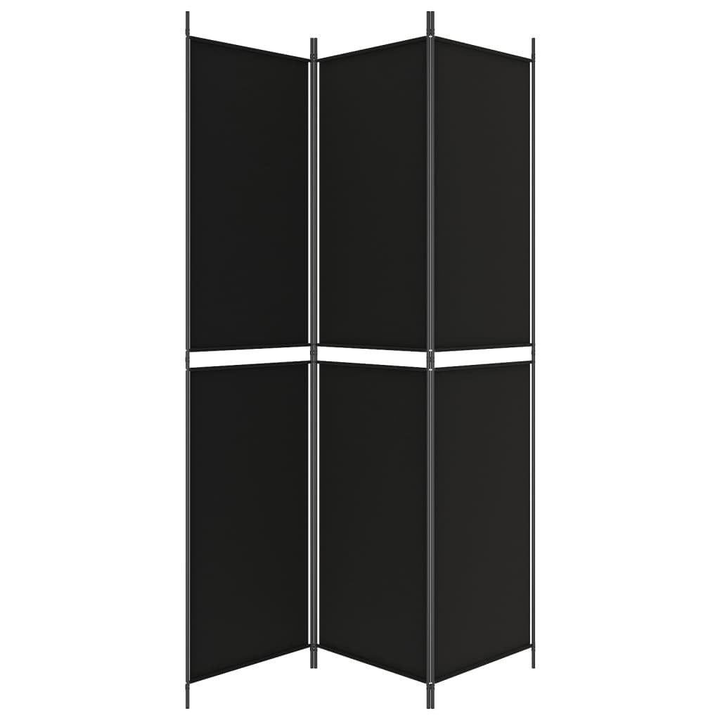 3-Panel Room Divider Black 59.1"x86.6" Fabric