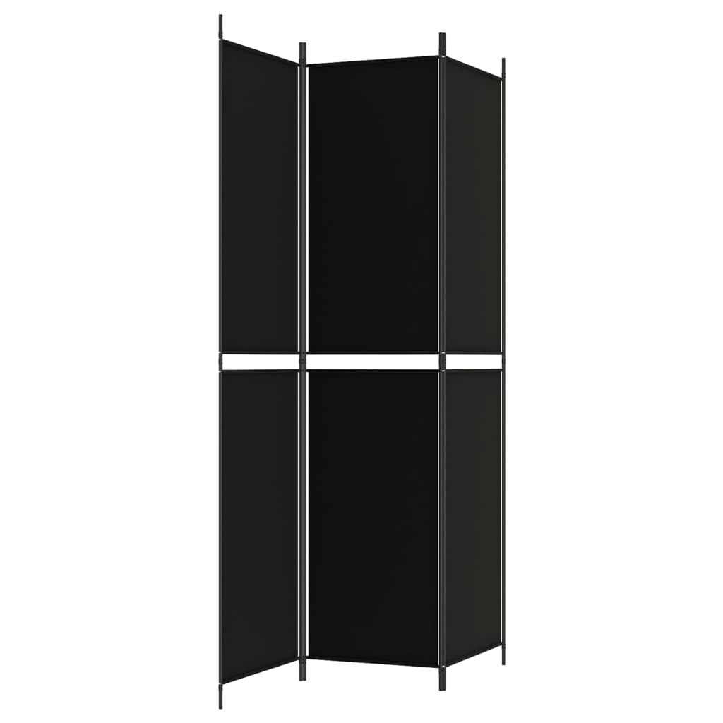 3-Panel Room Divider Black 59.1"x86.6" Fabric