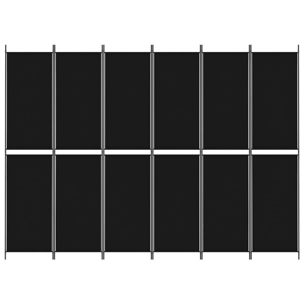 6-Panel Room Divider Black 118.1"x86.6" Fabric