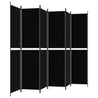 6-Panel Room Divider Black 118.1"x86.6" Fabric