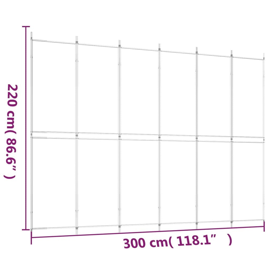 6-Panel Room Divider Black 118.1"x86.6" Fabric