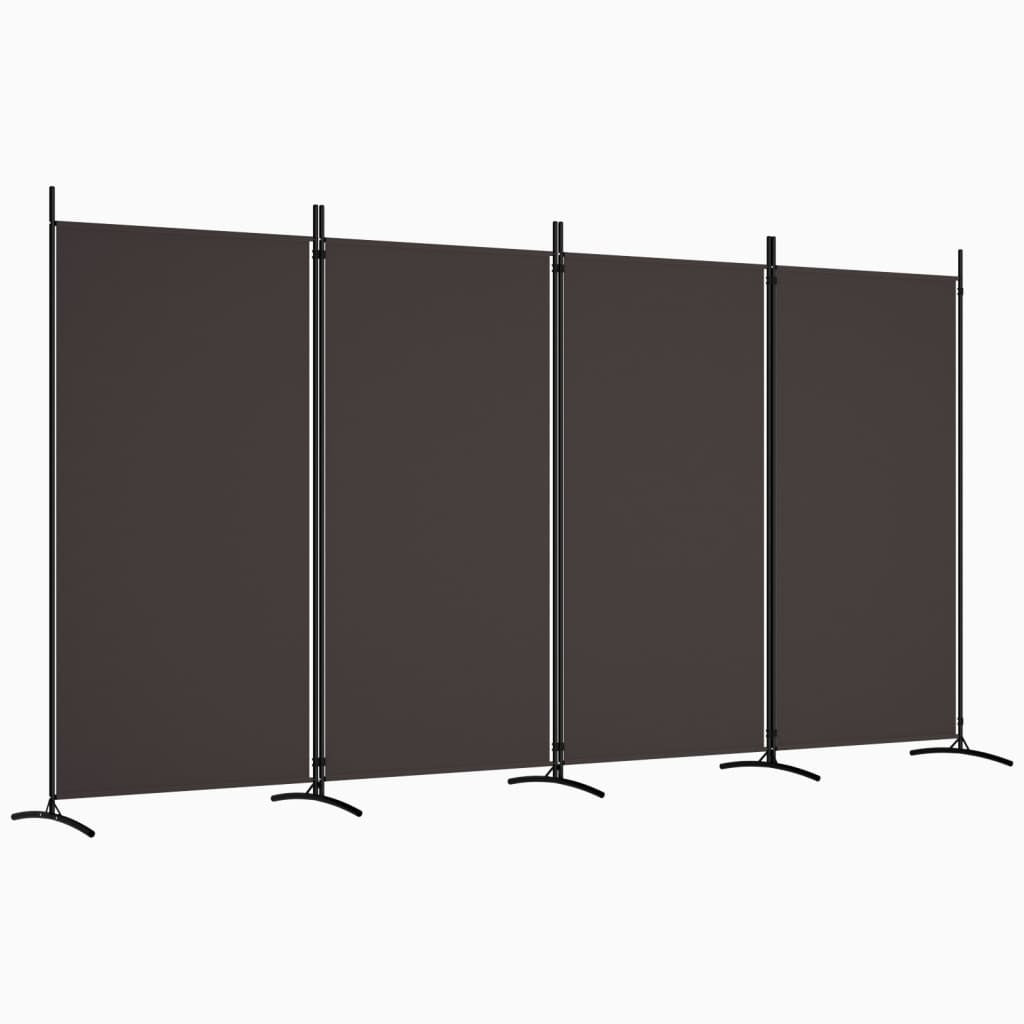 4-Panel Room Divider Brown 136.2"x70.9" Fabric
