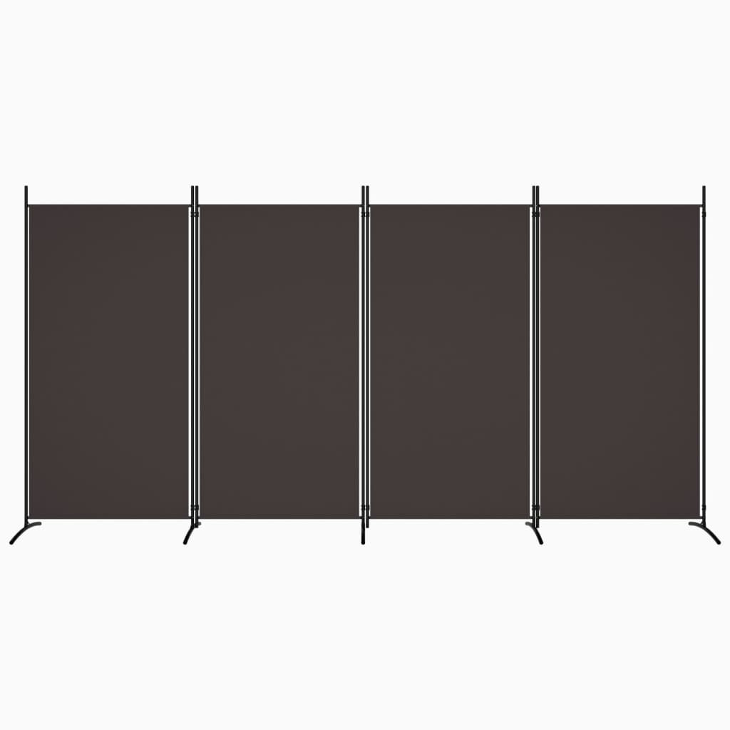 4-Panel Room Divider Brown 136.2"x70.9" Fabric