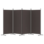 4-Panel Room Divider Brown 136.2"x70.9" Fabric