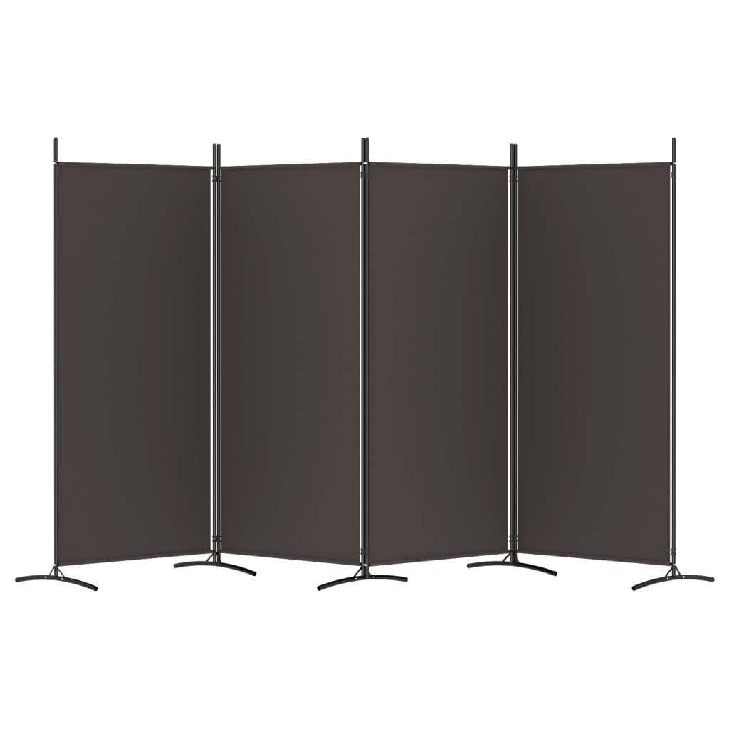 4-Panel Room Divider Brown 136.2"x70.9" Fabric
