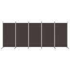 5-Panel Room Divider Brown 170.5"x70.9" Fabric