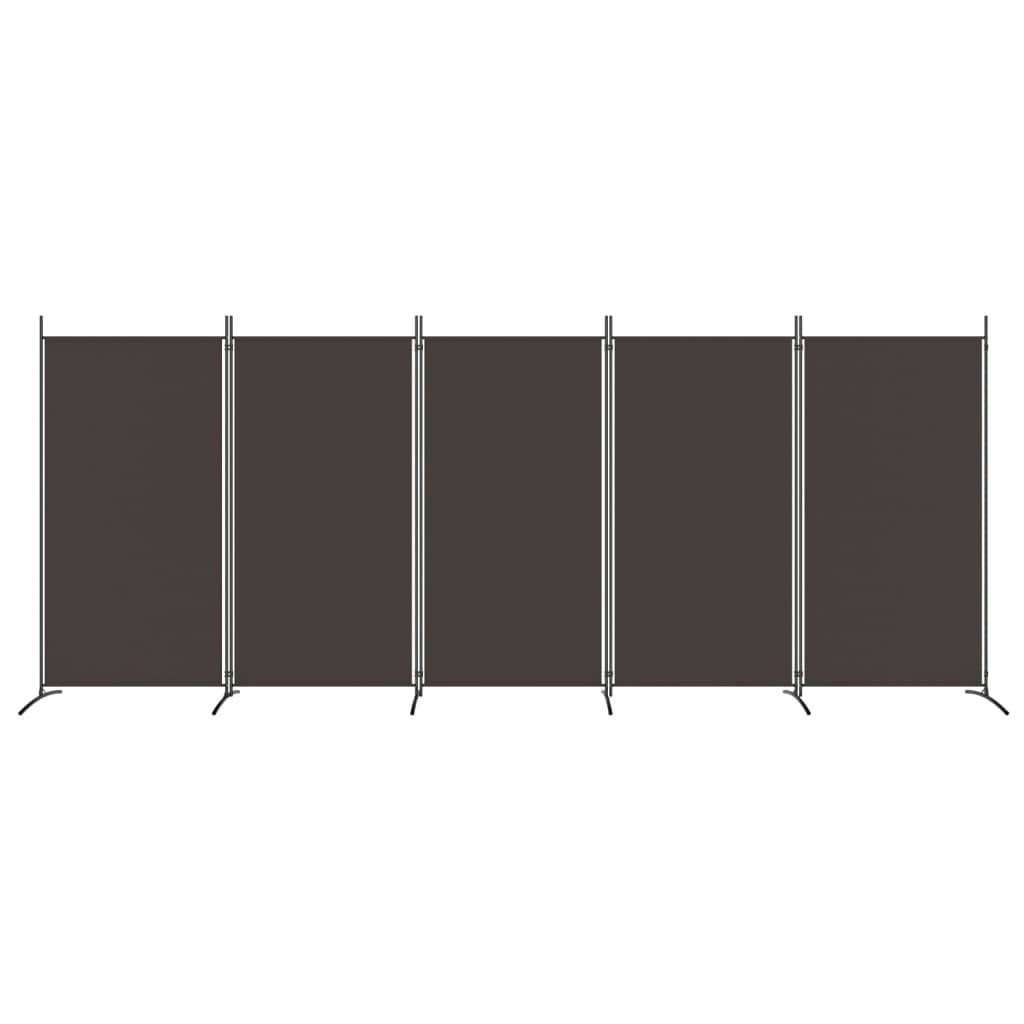 5-Panel Room Divider Brown 170.5"x70.9" Fabric