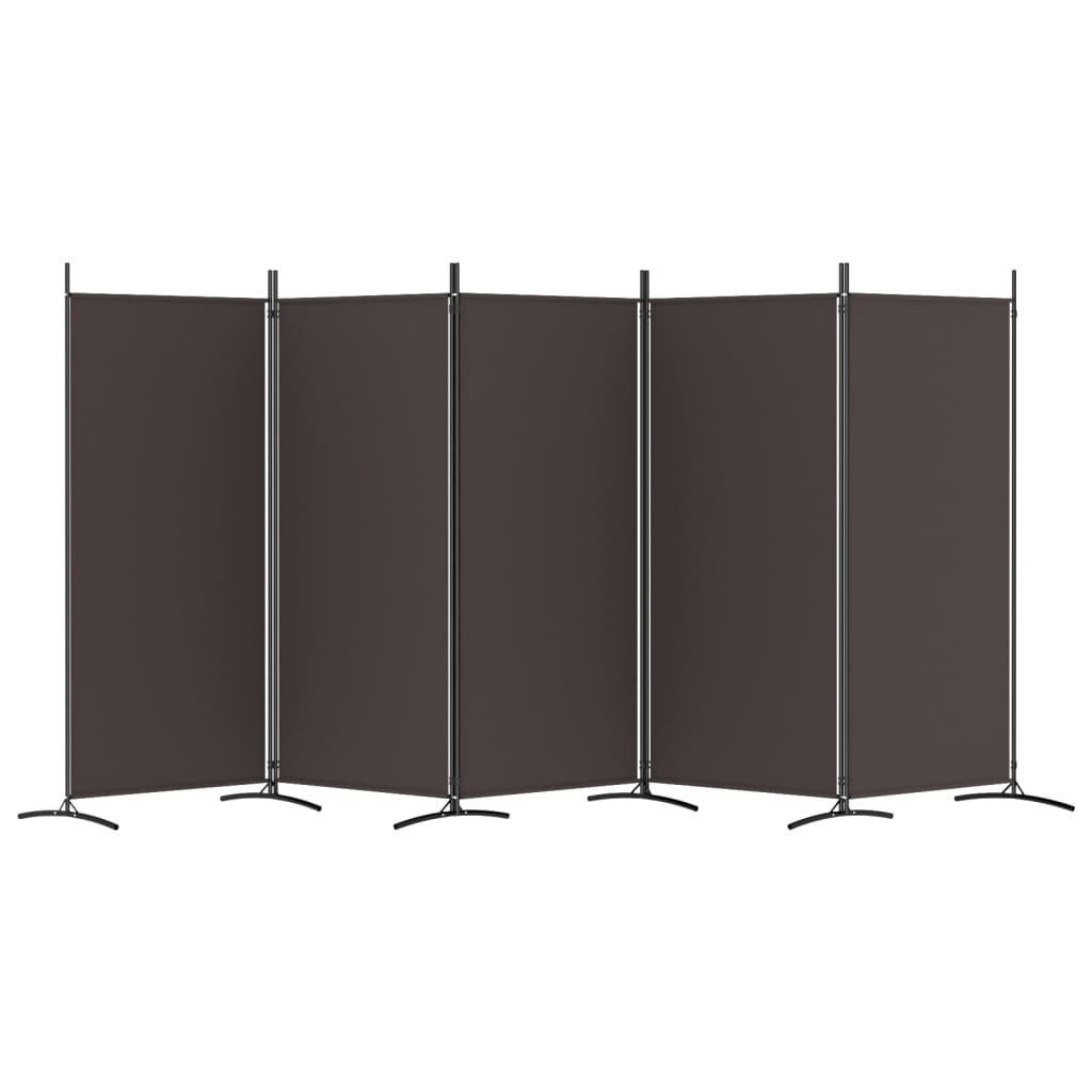 5-Panel Room Divider Brown 170.5"x70.9" Fabric
