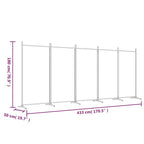 5-Panel Room Divider Brown 170.5"x70.9" Fabric