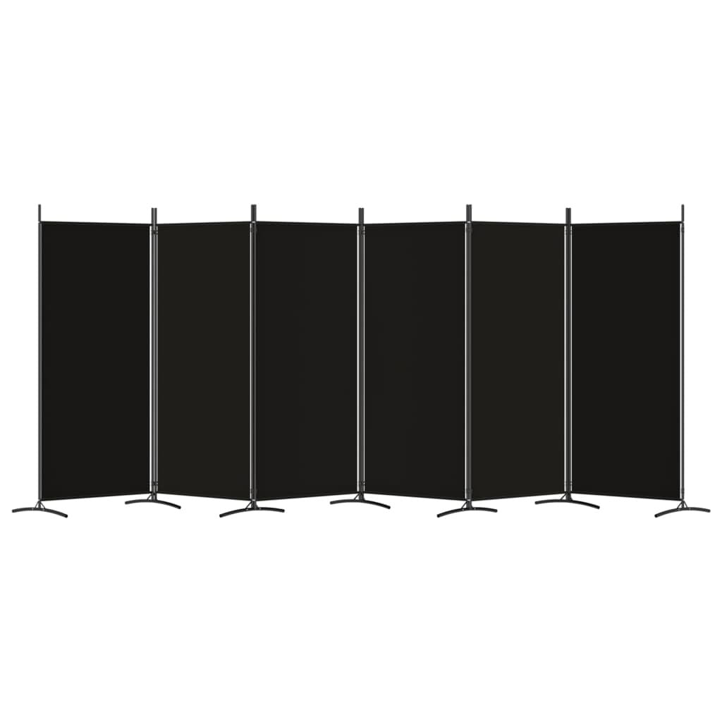 6-Panel Room Divider Black 204.7"x70.9" Fabric