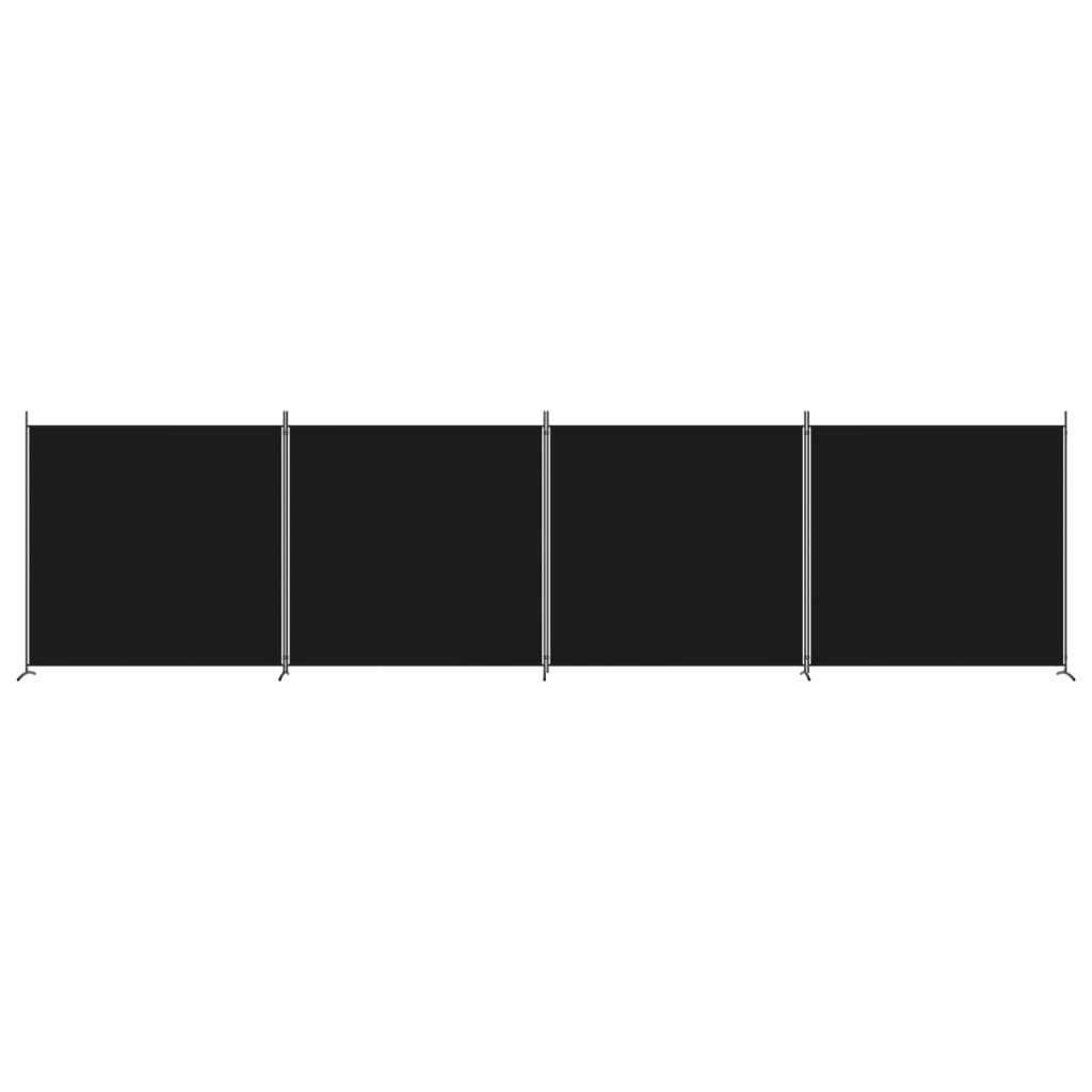 4-Panel Room Divider Black 274.8"x70.9" Fabric