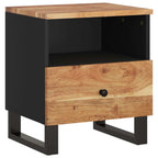 Bedside Cabinet Solid Acacia Wood and Black