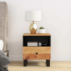 Bedside Cabinet Solid Acacia Wood and Black