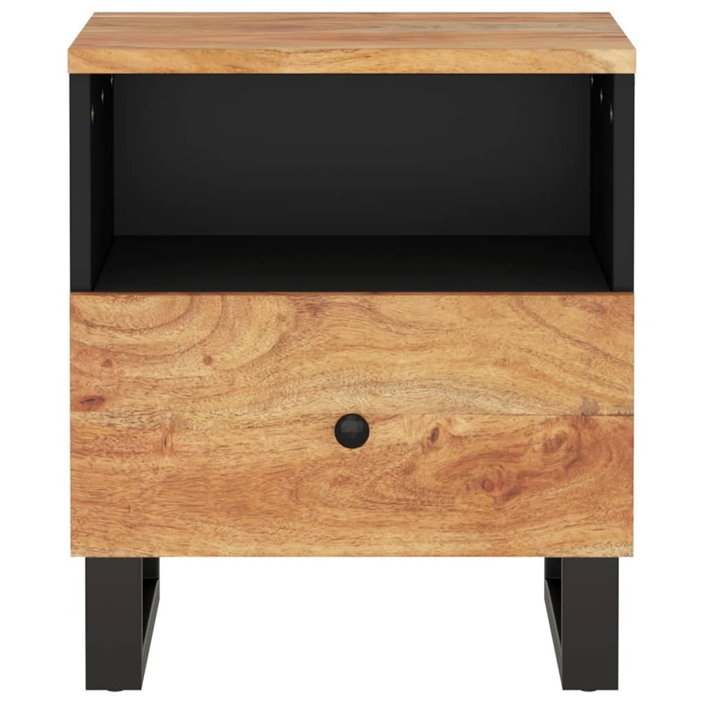 Bedside Cabinet Solid Acacia Wood and Black