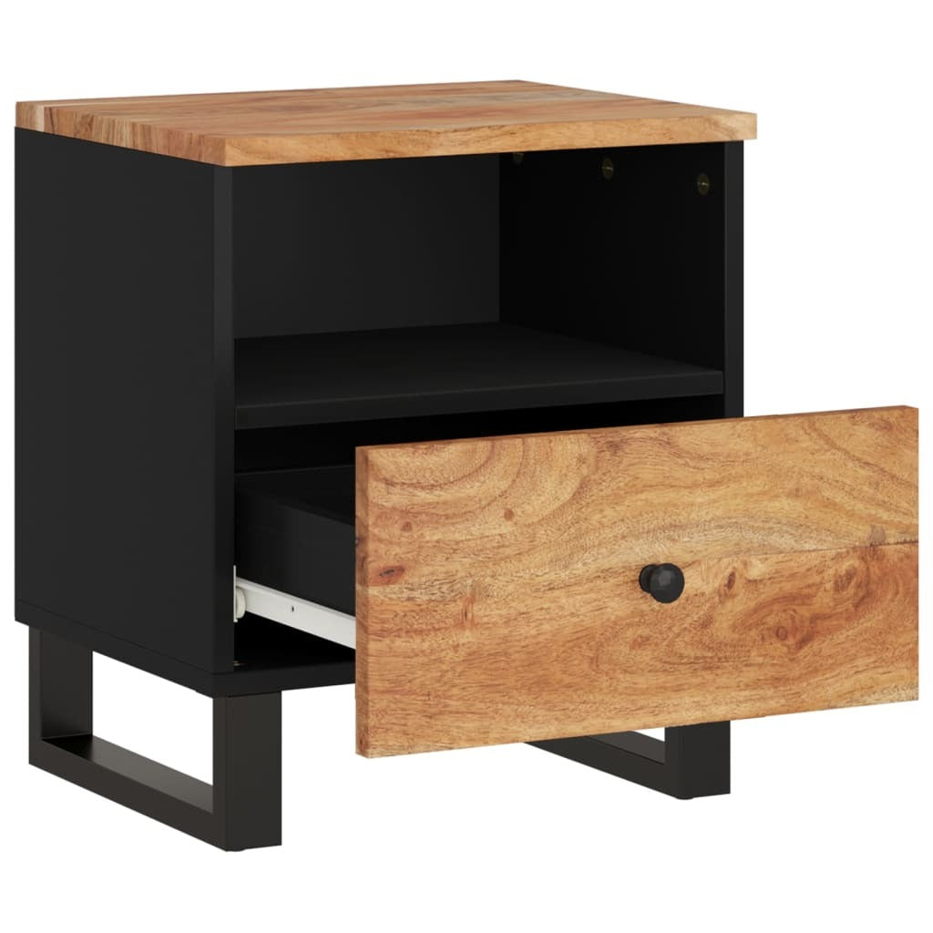 Bedside Cabinet Solid Acacia Wood and Black
