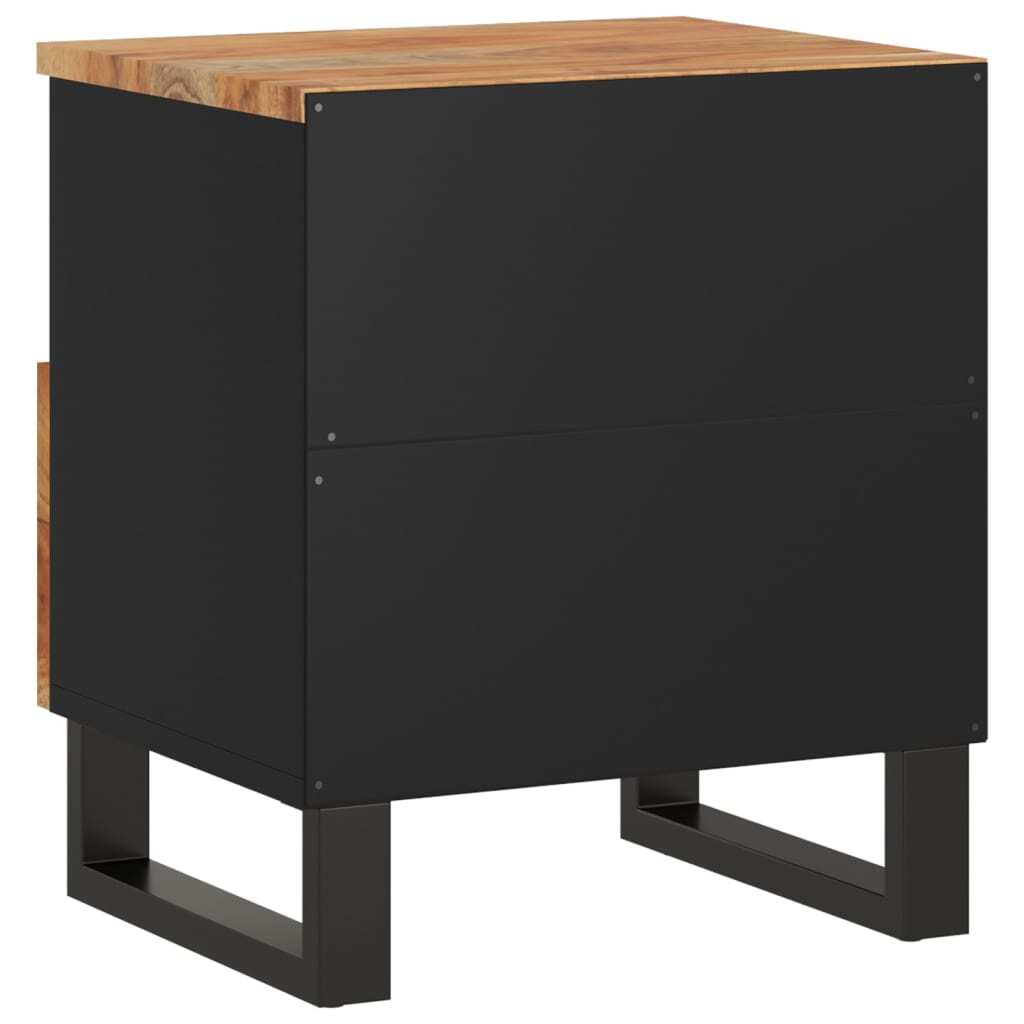 Bedside Cabinet Solid Acacia Wood and Black