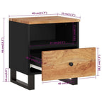Bedside Cabinet Solid Acacia Wood and Black