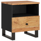 Bedside Cabinet Solid Acacia Wood and Black