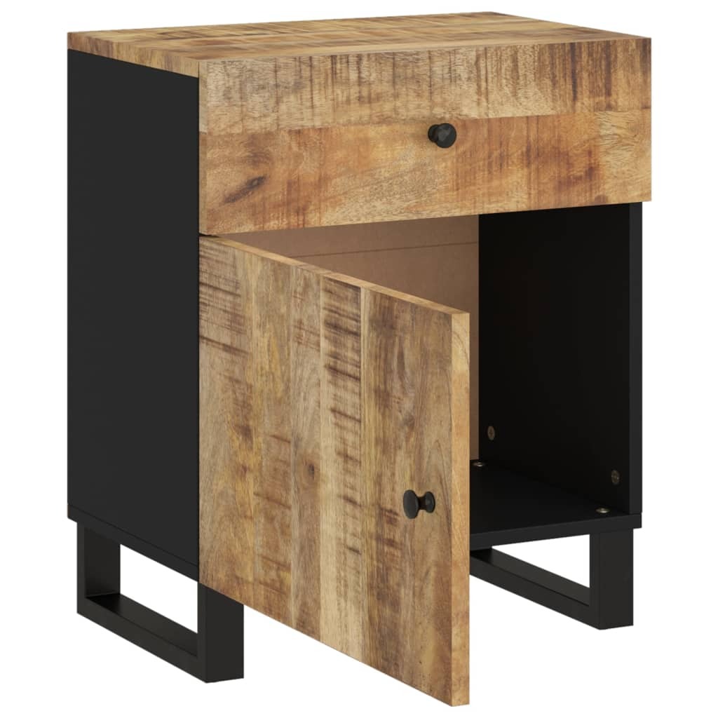 Bedside Cabinet Natural Wood Solid Mango Wood Medium Storage