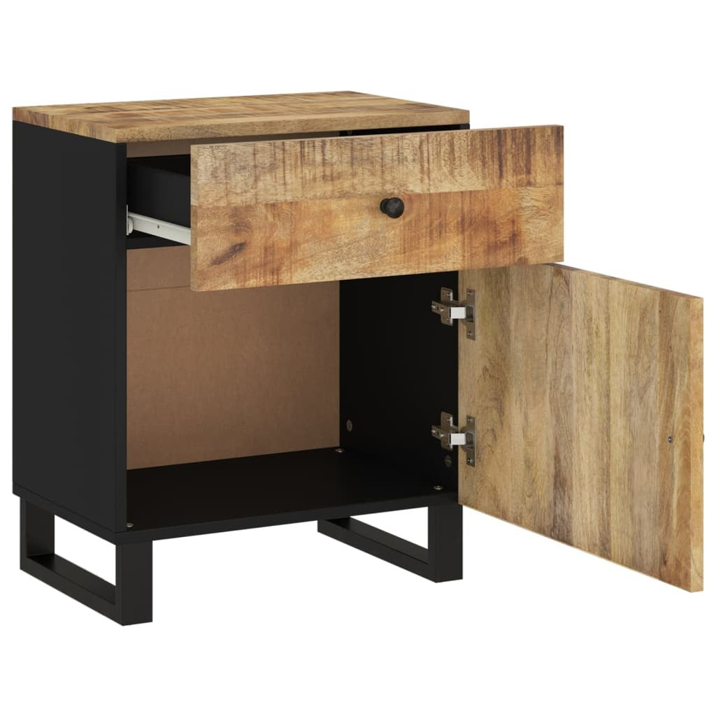 Bedside Cabinet Natural Wood Solid Mango Wood Medium Storage