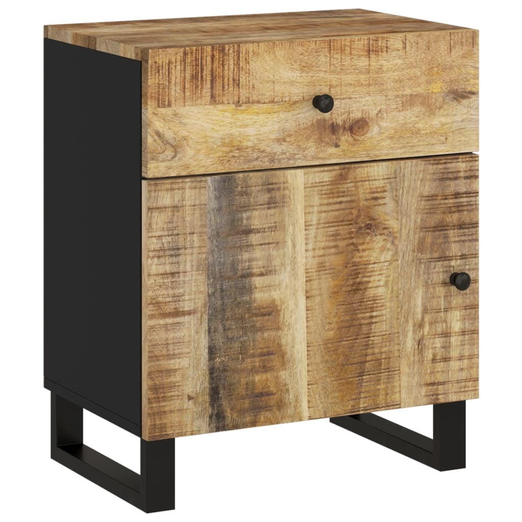 Bedside Cabinet Natural Wood Solid Mango Wood Medium Storage