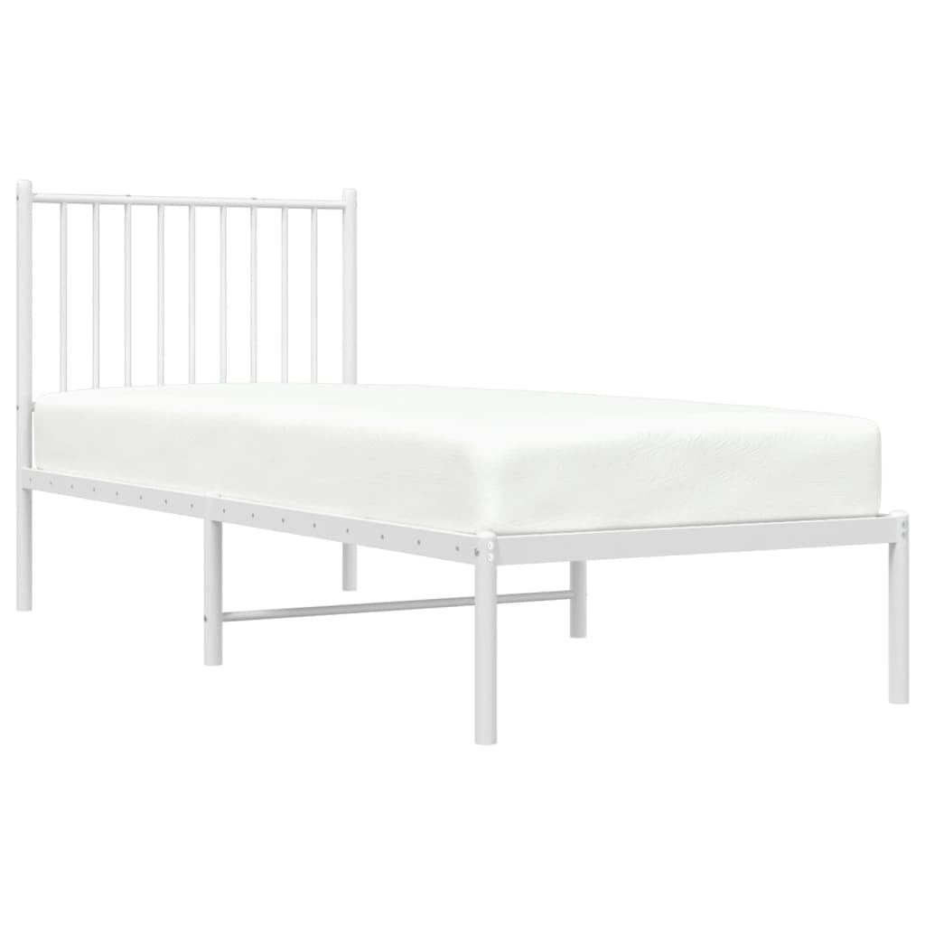 Bed Frame White Steel Small Single Bed Frame Rectangular