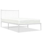 Bed Frame White Powder-Coated Steel Twin Metal Bed Frame