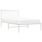 Bed Frame White Powder-Coated Steel Twin Metal Bed Frame