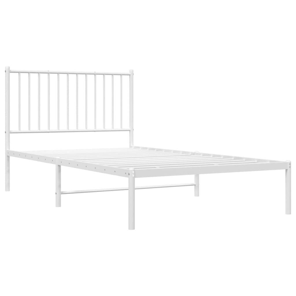 Bed Frame White Powder-Coated Steel Twin Metal Bed Frame