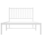 Bed Frame White Powder-Coated Steel Twin Metal Bed Frame