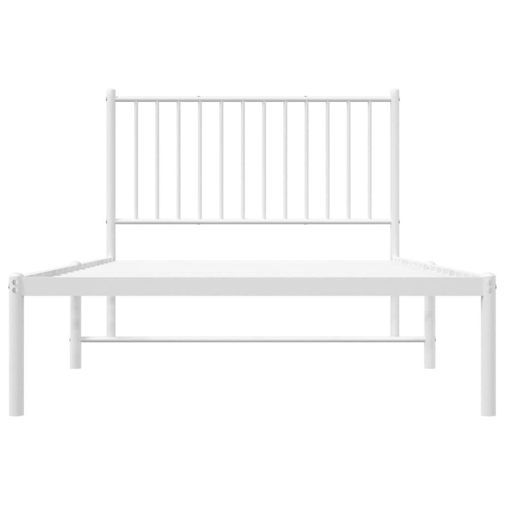 Bed Frame White Powder-Coated Steel Twin Metal Bed Frame