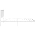 Bed Frame White Powder-Coated Steel Twin Metal Bed Frame
