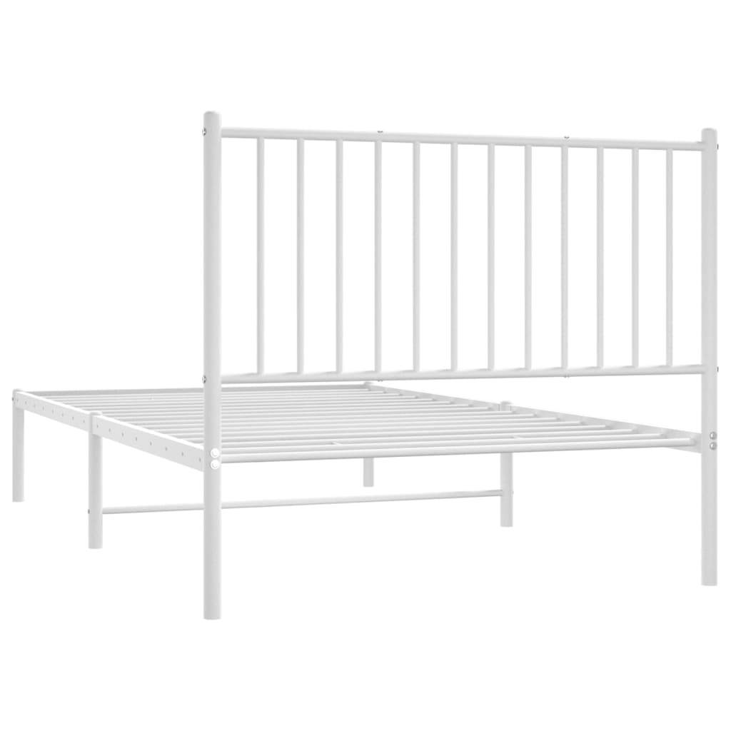 Bed Frame White Powder-Coated Steel Twin Metal Bed Frame