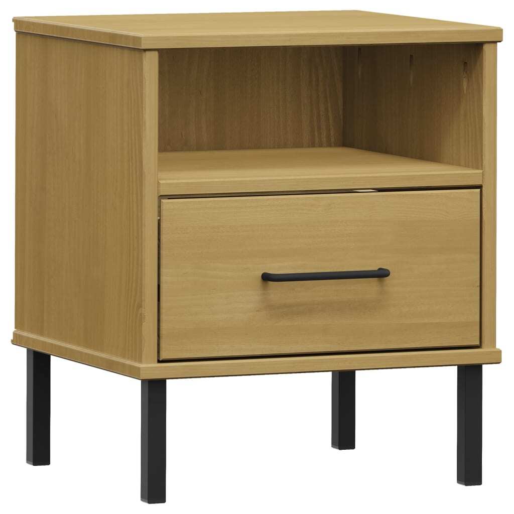 Bedside Cabinet Brown Solid Pine Wood Small Bedside Cabinet