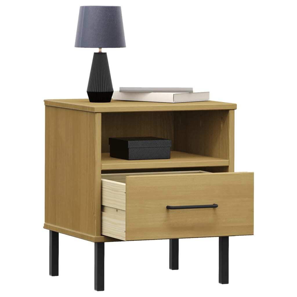 Bedside Cabinet Brown Solid Pine Wood Small Bedside Cabinet