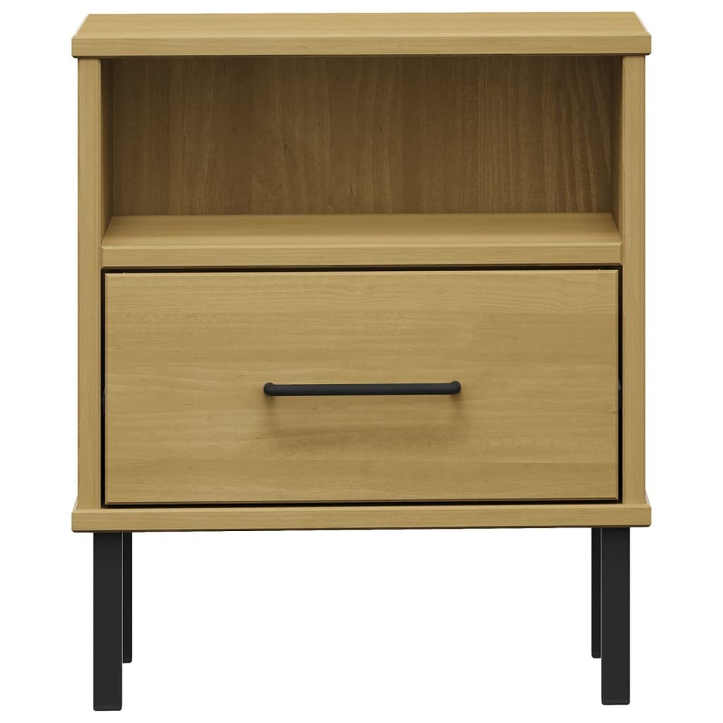 Bedside Cabinet Brown Solid Pine Wood Small Bedside Cabinet