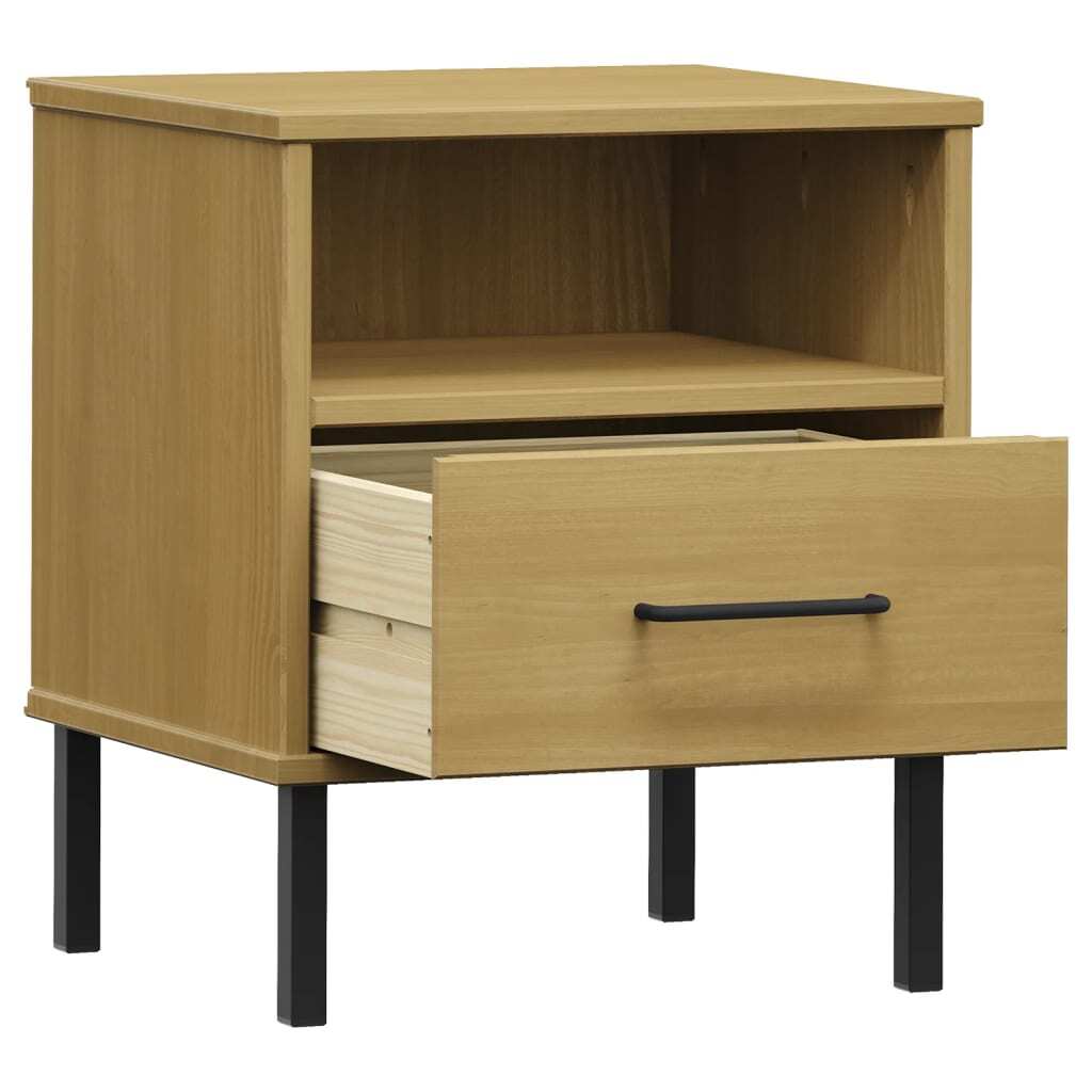 Bedside Cabinet Brown Solid Pine Wood Small Bedside Cabinet