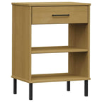 Console Cabinet Brown Solid Pine Wood and Metal Medium