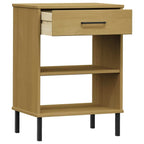 Console Cabinet Brown Solid Pine Wood and Metal Medium