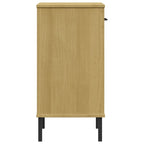 Console Cabinet Brown Solid Pine Wood and Metal Medium