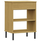 Console Cabinet Brown Solid Pine Wood and Metal Medium