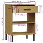 Console Cabinet Brown Solid Pine Wood and Metal Medium