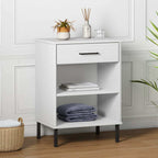 Console Cabinet White Solid pine wood, metal