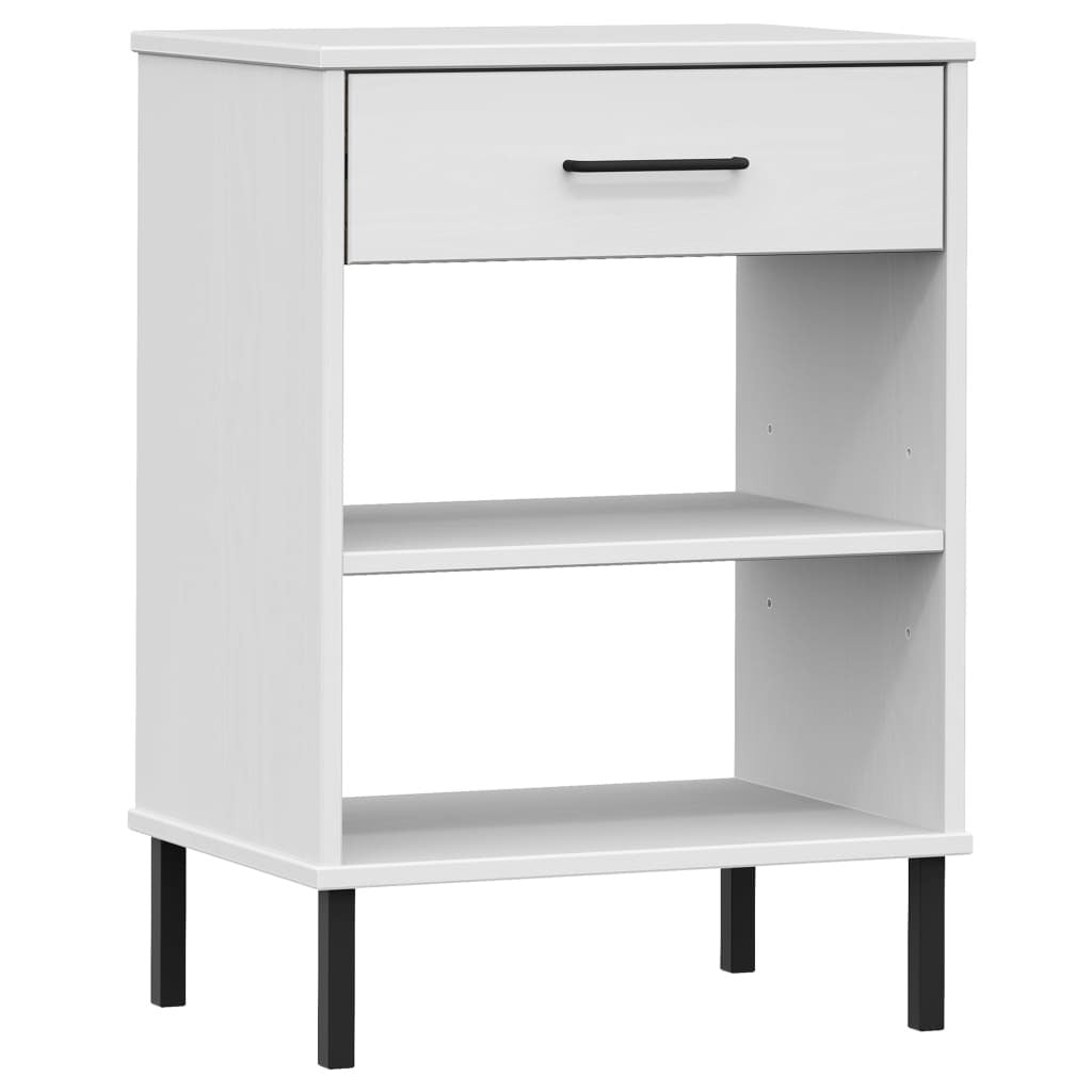 Console Cabinet White Solid pine wood, metal