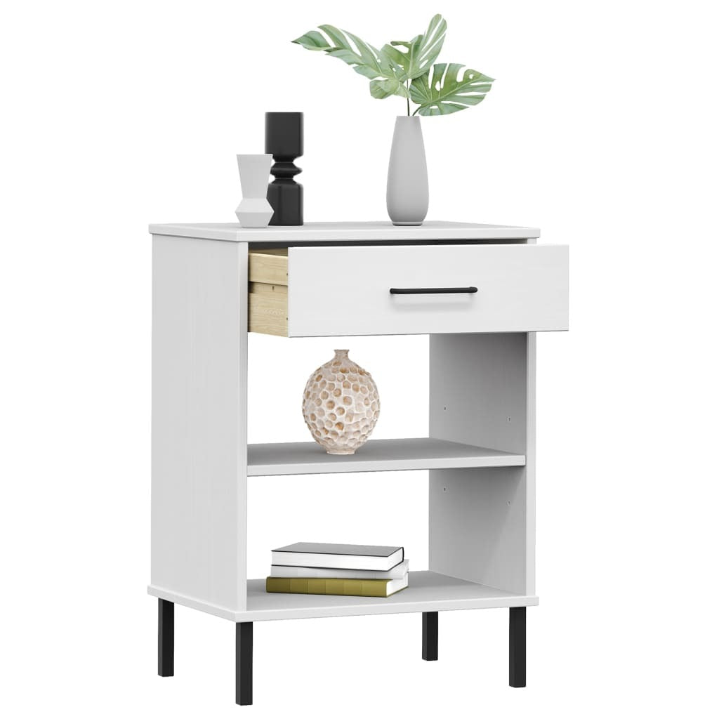 Console Cabinet White Solid pine wood, metal