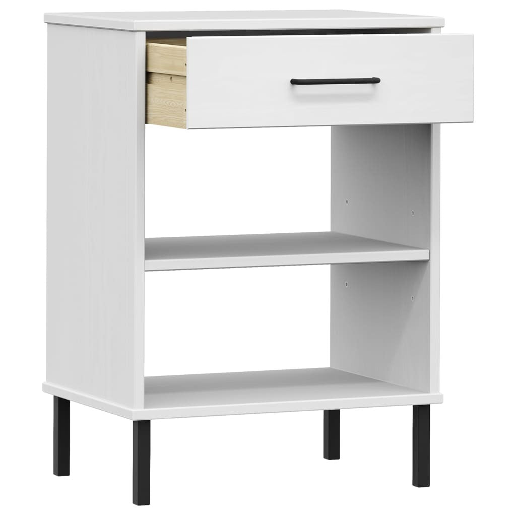 Console Cabinet White Solid pine wood, metal
