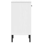 Console Cabinet White Solid pine wood, metal