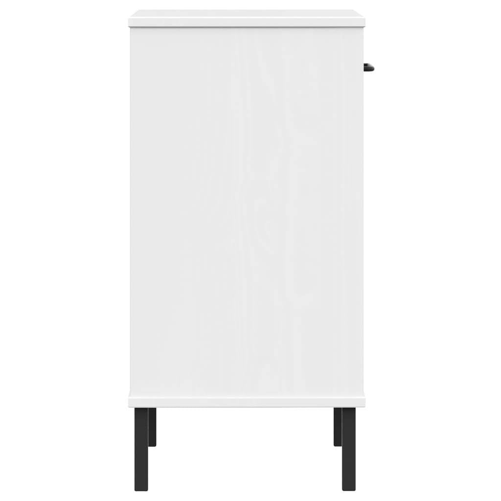 Console Cabinet White Solid pine wood, metal